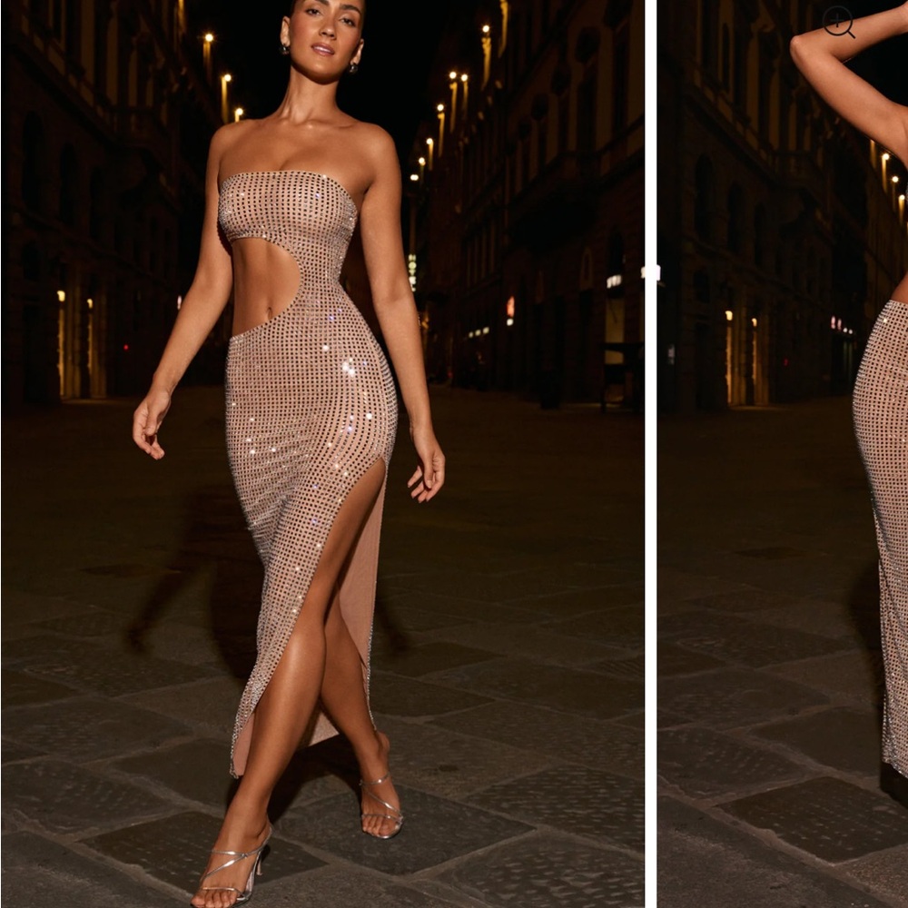 Embellished Cut-Out Bandeau Maxi Dress